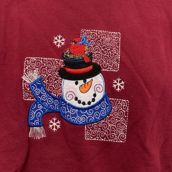 MC Christmas Frosty the Snowman Red Ugly Crewneck Sweatshirt Size L - Picture 3 of 5
